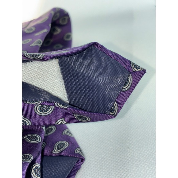 Stafford Mens Purple Paisley Silk Necktie Classic Formal Business Tie - Picture 5 of 8